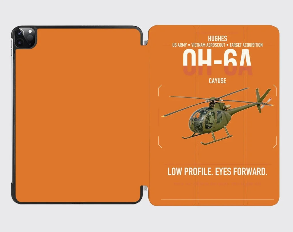 Hughes OH-6A Cayuse design on orange ipad tablet case