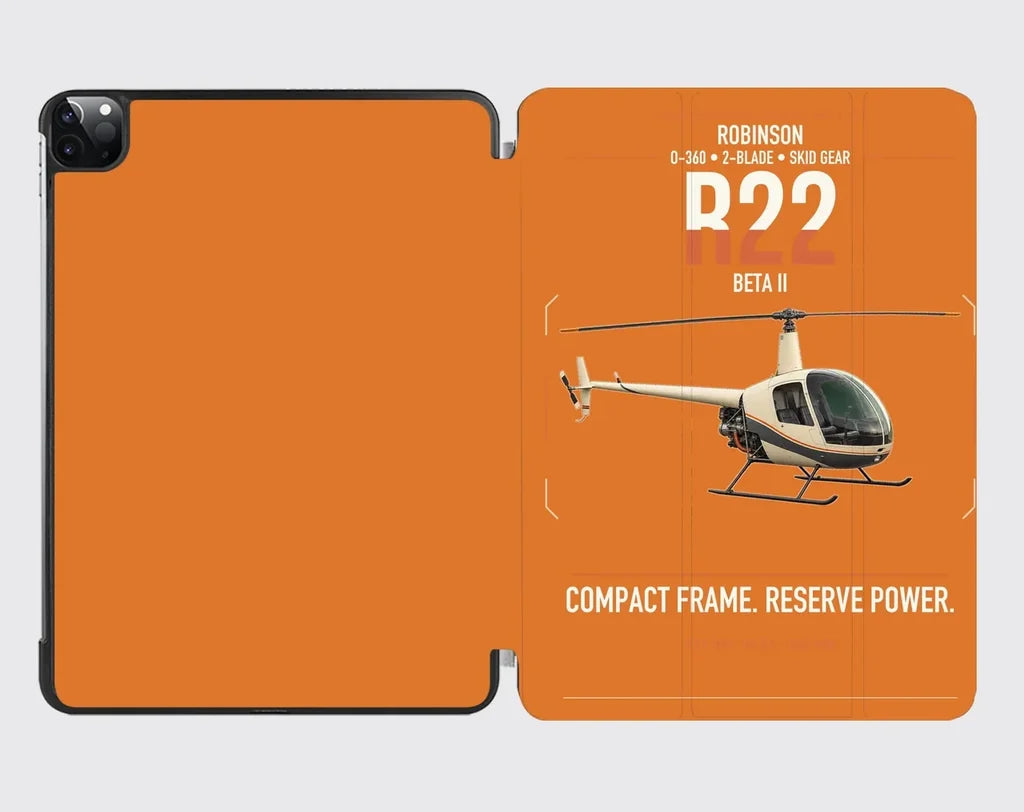 Robinson R22 Beta II design on orange ipad tablet case