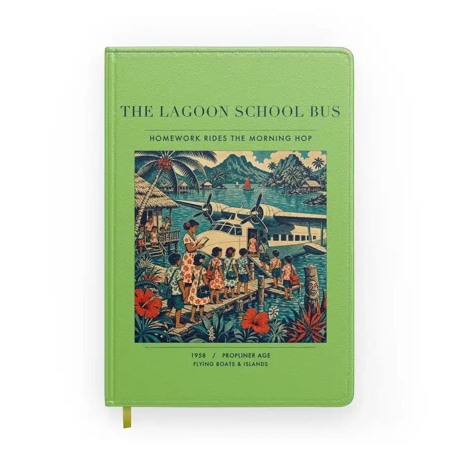 VINTAGE G4270 - The Lagoon School Bus - Designed Notebooks design on lightgreen