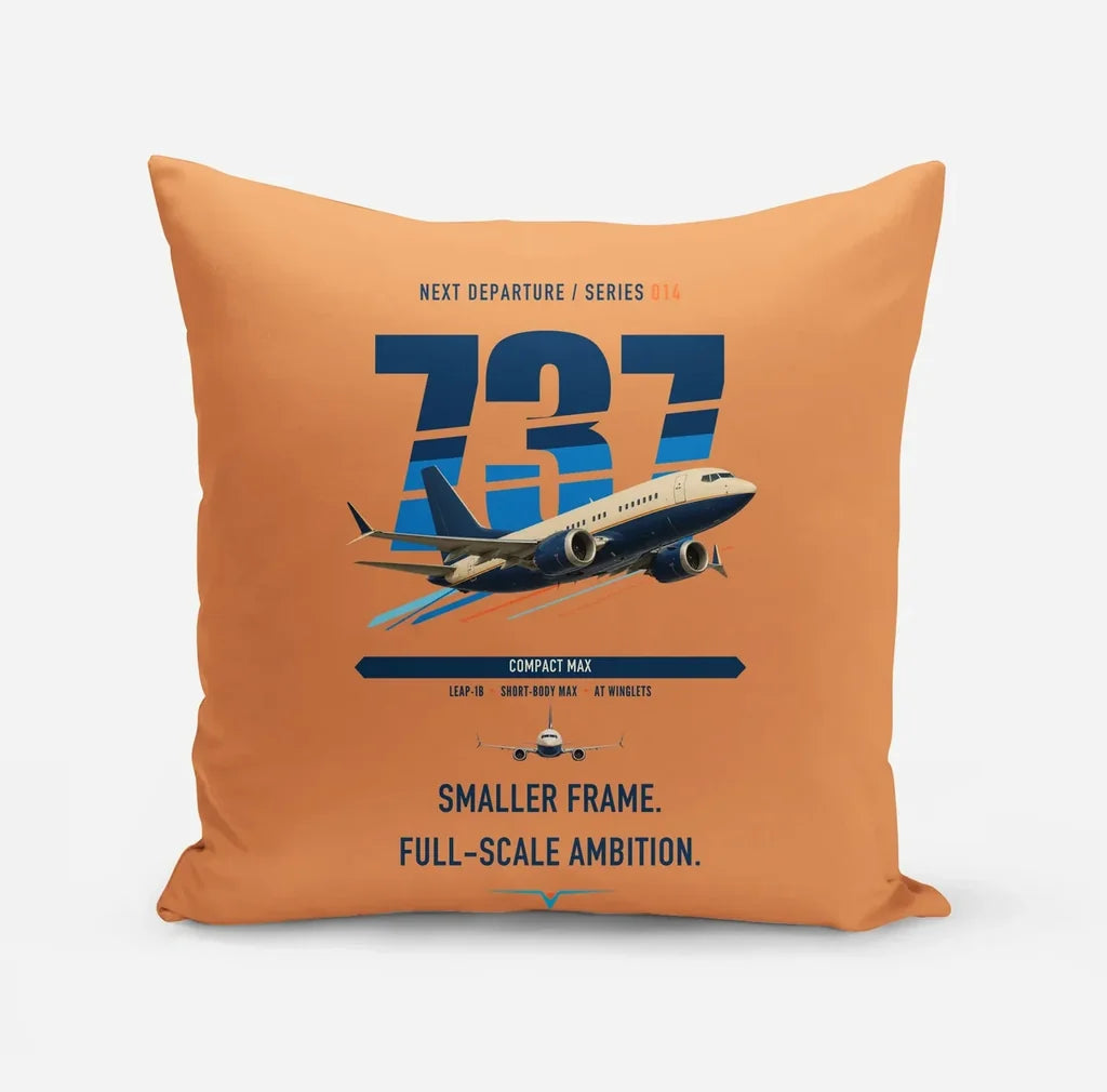 Boeing 737 MAX 7 design on orange pillow