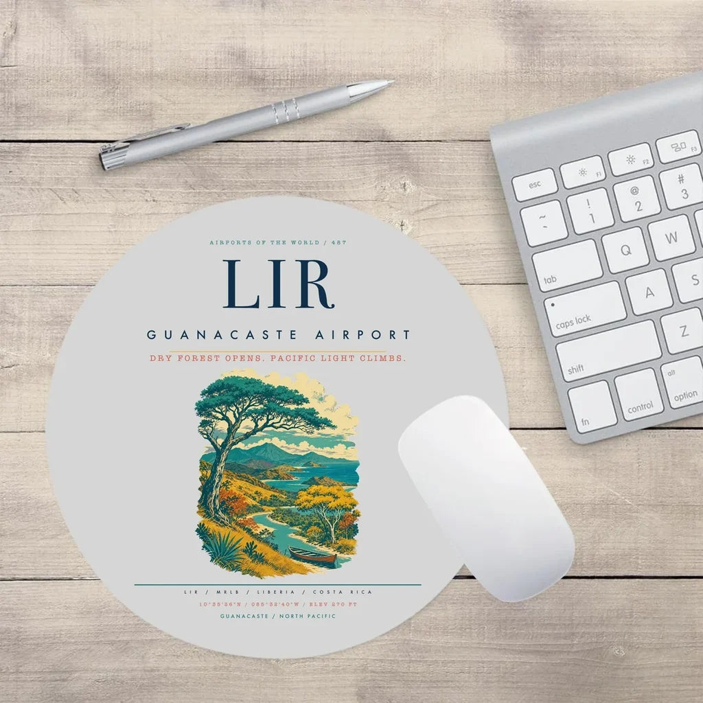 Guanacaste Airport (LIR) design on light gray round mouse pad