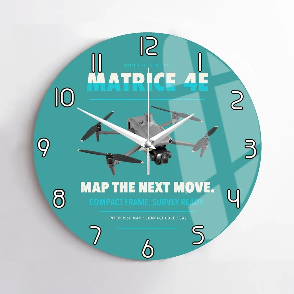 DJI Matrice 4E design on turquoise no frame wall clock