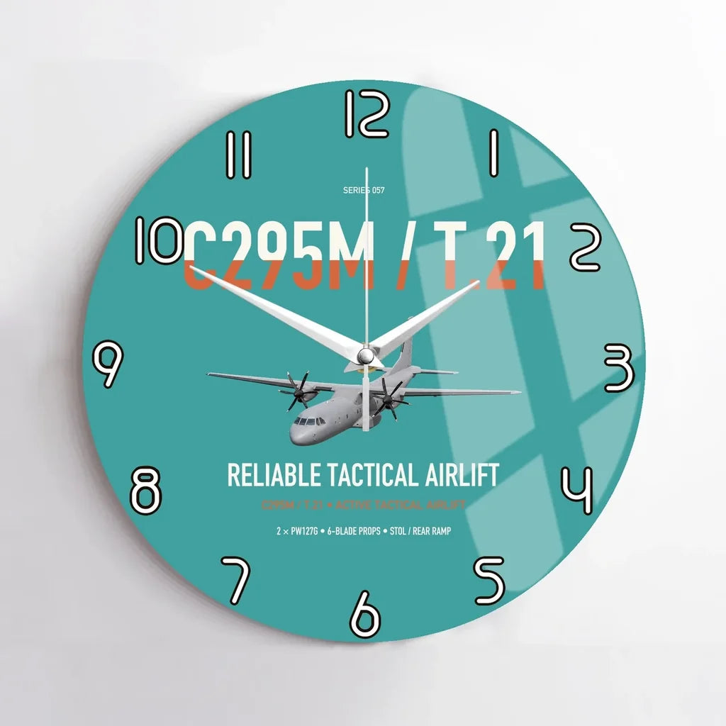 Airbus C295M T.21 design on turquoise no frame wall clock