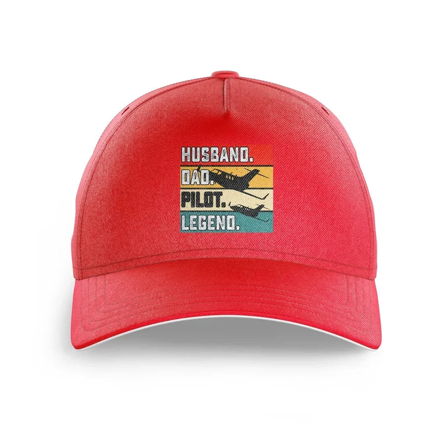 Husband & Dad & Pilot & Legend printed hat - red