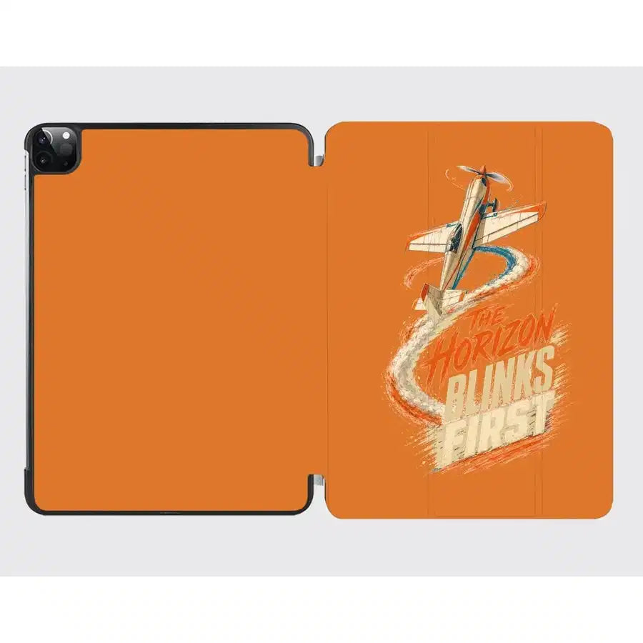 The Horizon Blinks First design on orange ipad tablet case