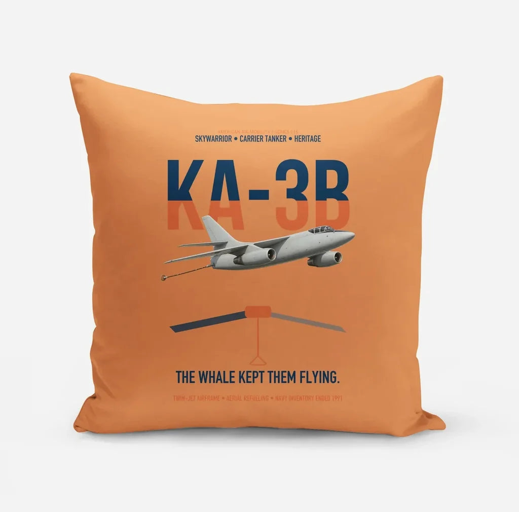 KA-3B Skywarrior design on orange pillow