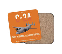 Thumbnail for C-2A Greyhound design on orange 1 piece coaster