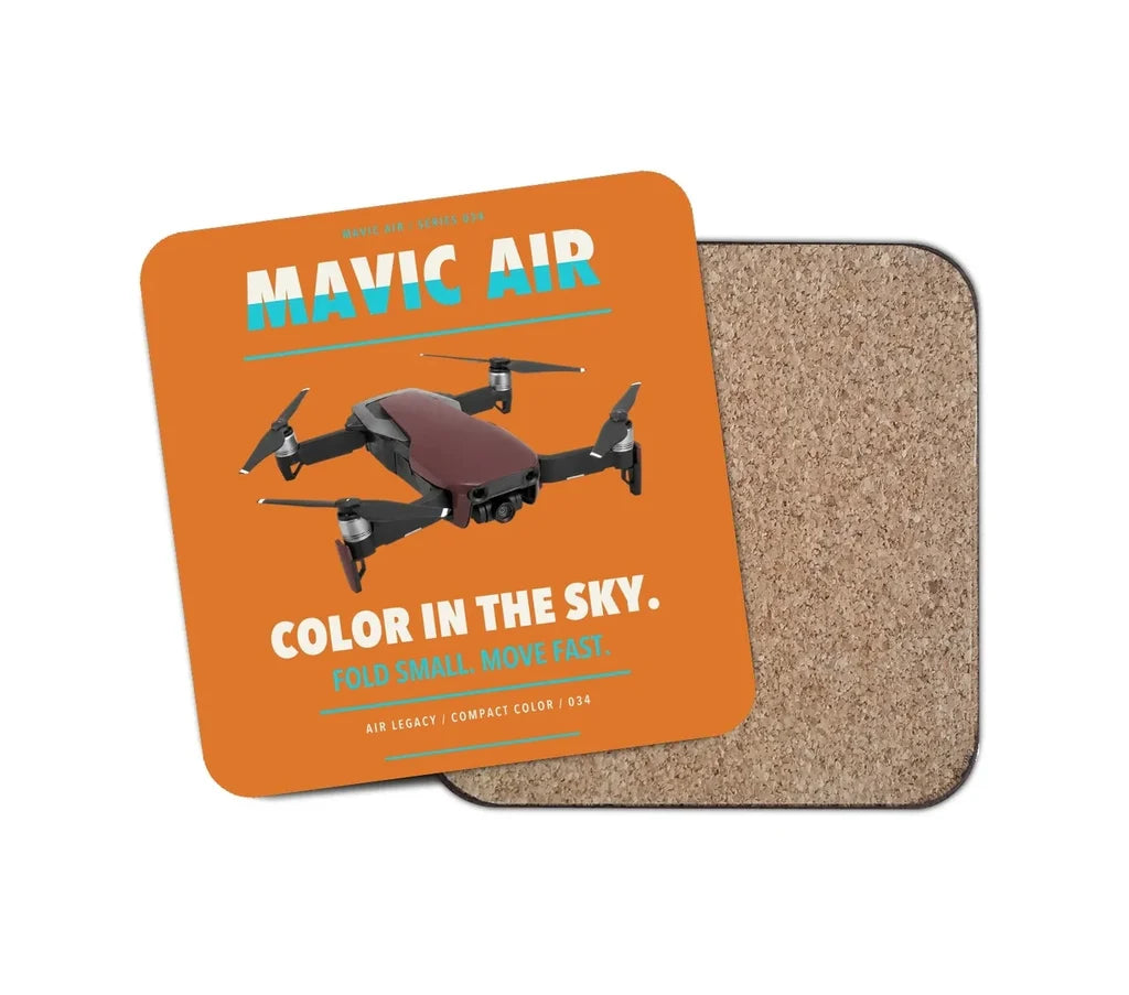 DJI Mavic Air design on orange 1 piece coaster
