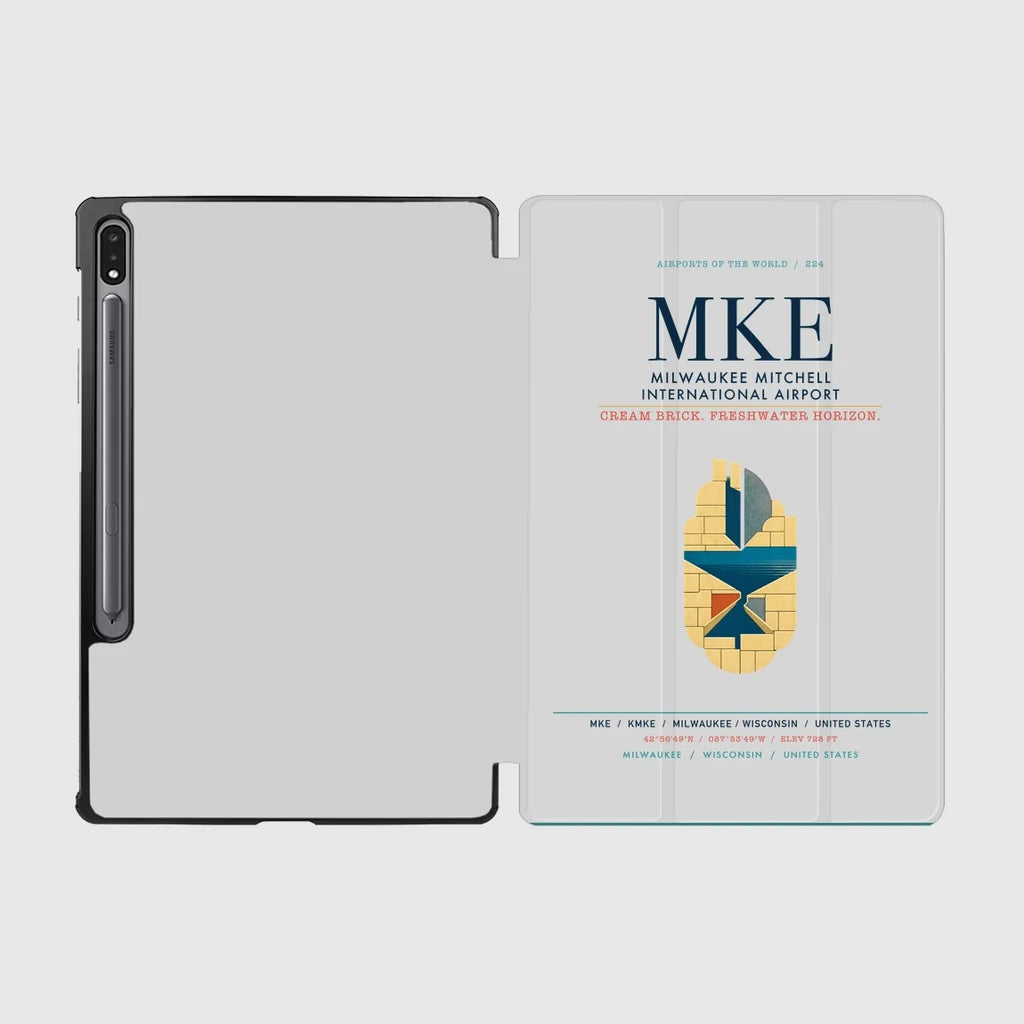 Milwaukee Mitchell International Airport (MKE) design on light gray samsung tablet tablet case