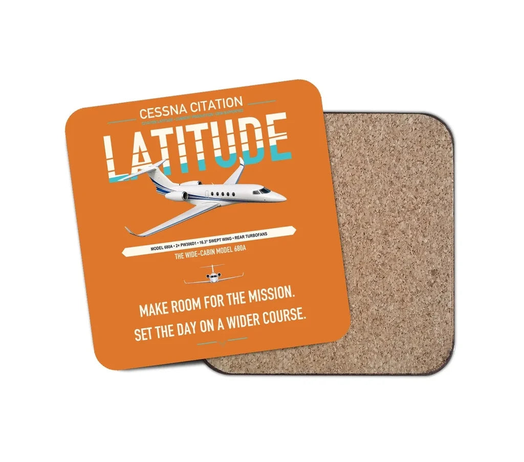 Cessna Citation Latitude design on orange 1 piece coaster