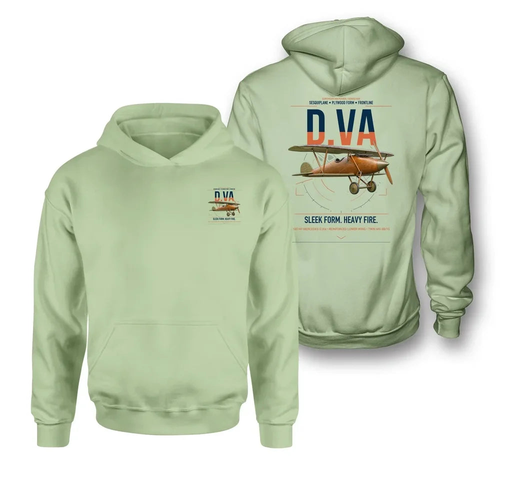 Albatros D.Va design on light green double-side hoodie, double-side print