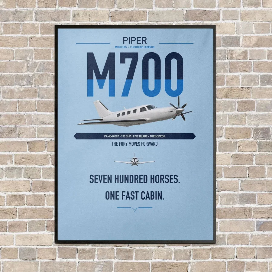 Piper M700 Fury vertical canvas print - framed - light blue background