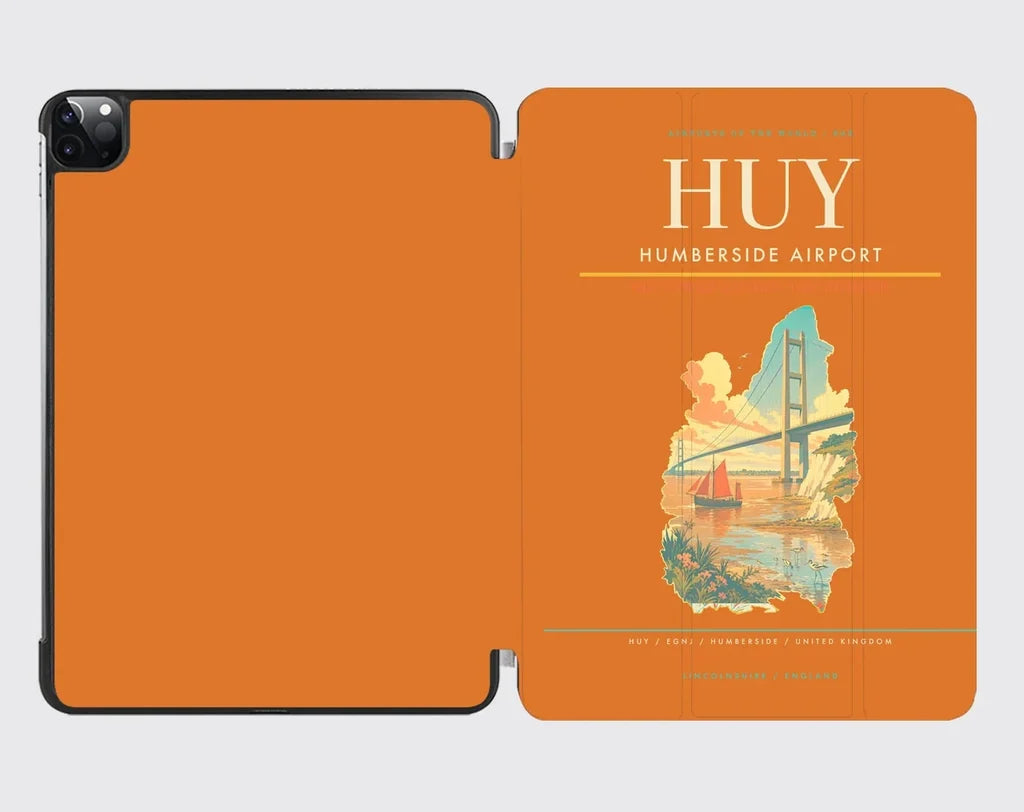 Humberside Airport (HUY) design on orange ipad tablet case