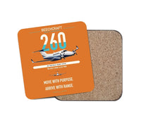 Thumbnail for Beechcraft King Air 260 design on orange 1 piece coaster