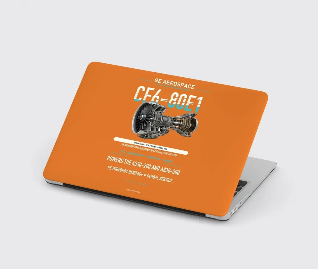 CF6-80E1 design on orange MacBook case