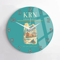 Thumbnail for Kiruna Airport (KRN) design on turquoise no frame wall clock