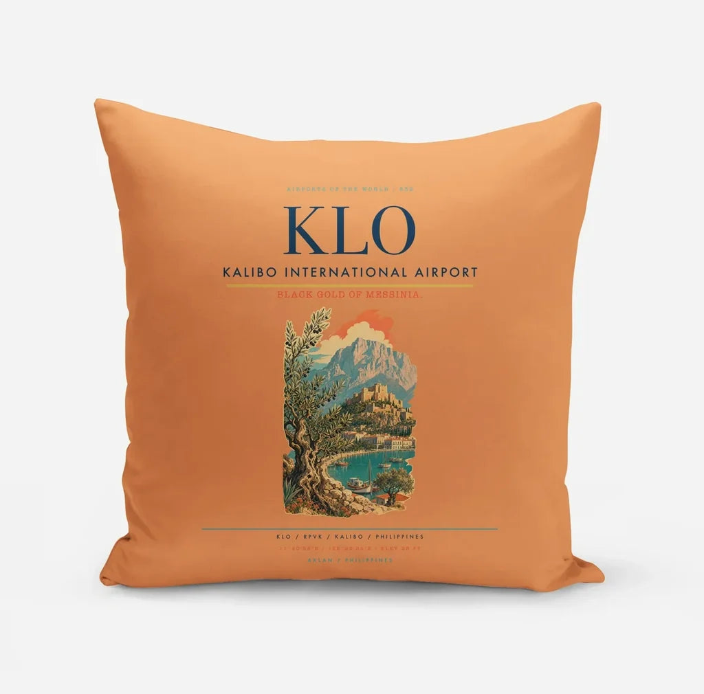 Kalibo International Airport (KLO) design on orange pillow