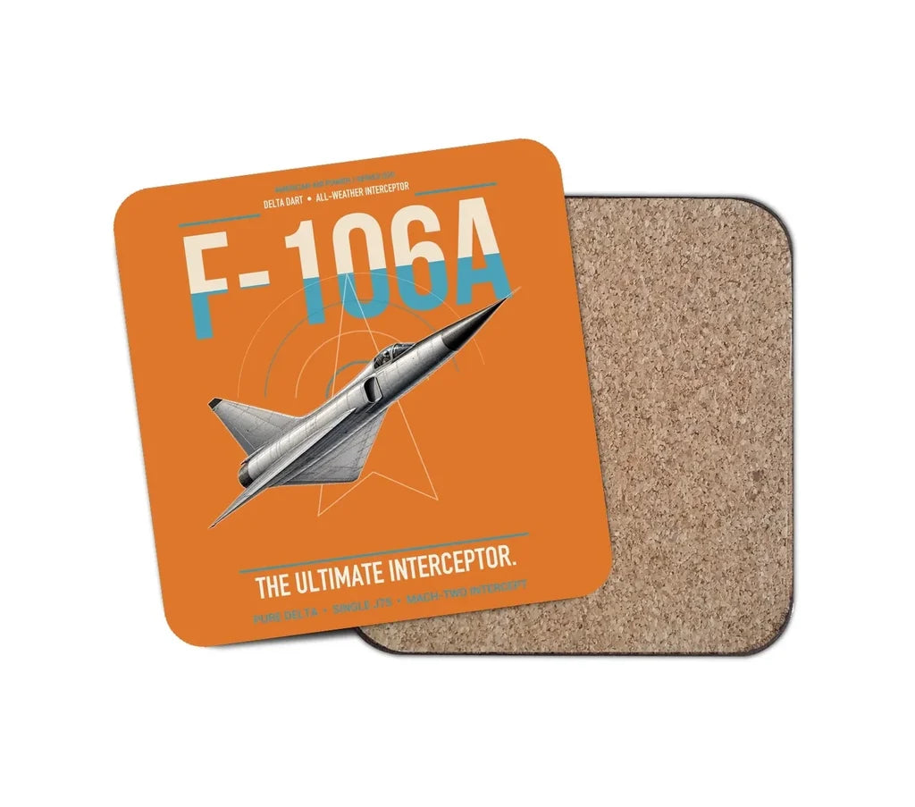 F-106A Delta Dart design on orange 1 piece coaster