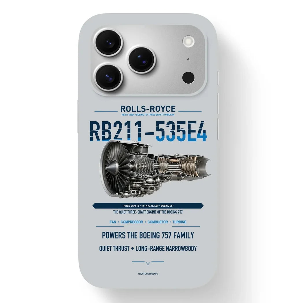 RB211-535E4 Case design on light gray iphone case