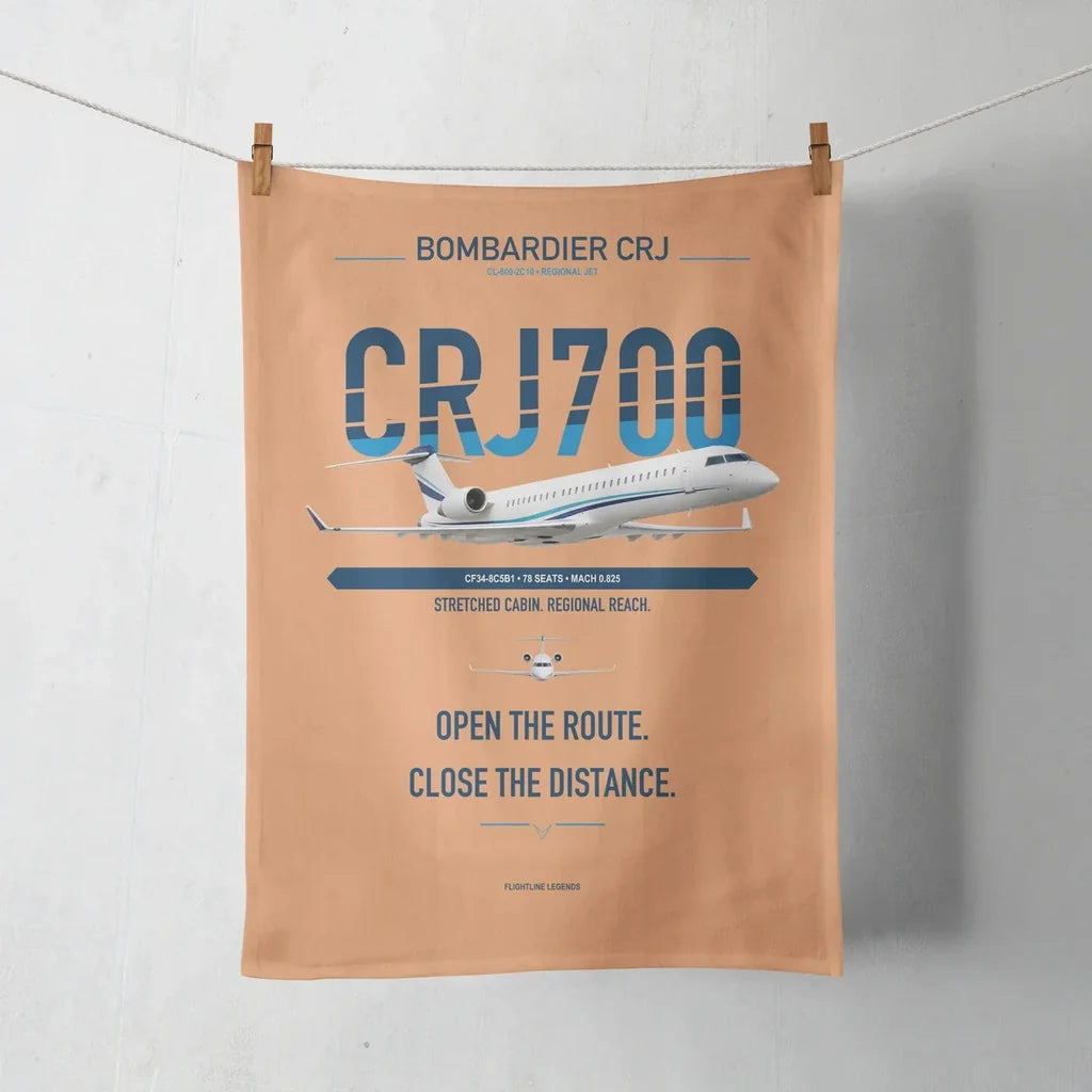 Bombardier CRJ700 design on orange towel