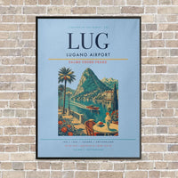 Thumbnail for Lugano Airport LUG vertical canvas print - framed - light blue background