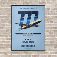 Thumbnail for Boeing 777-200ER vertical canvas print - framed - light blue background