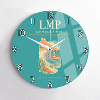 Thumbnail for Lampedusa Airport (LMP) design on turquoise no frame wall clock