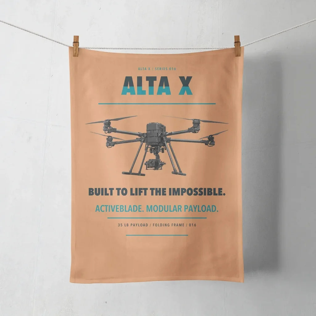 Freefly Alta X design on orange towel