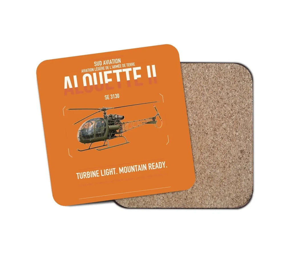 Sud Aviation SE 3130 Alouette II design on orange 1 piece coaster