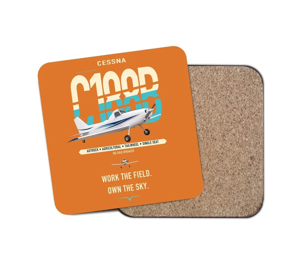 Cessna A188B AgTruck design on orange 1 piece coaster
