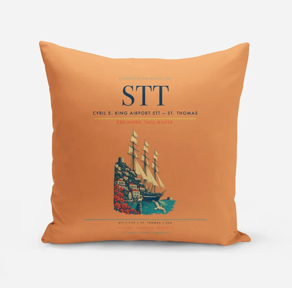 Cyril E. King Airport (STT) design on orange pillow