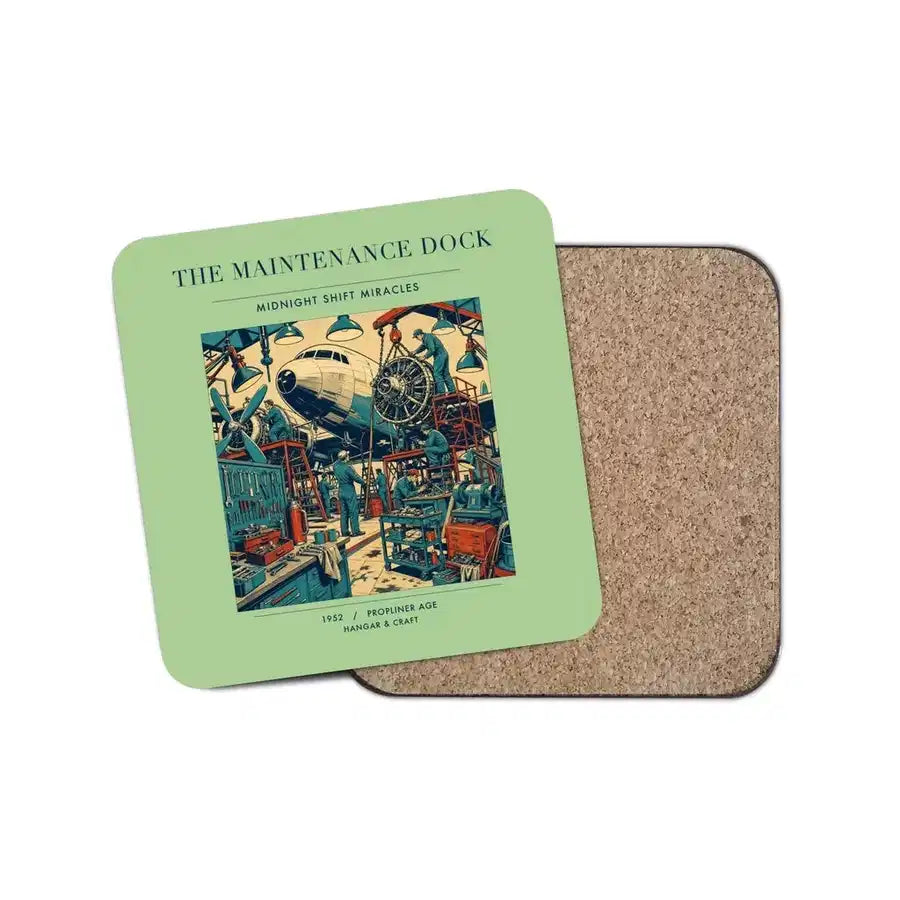 The Maintenance Dock - Designed Coasters design on light green 1-piece