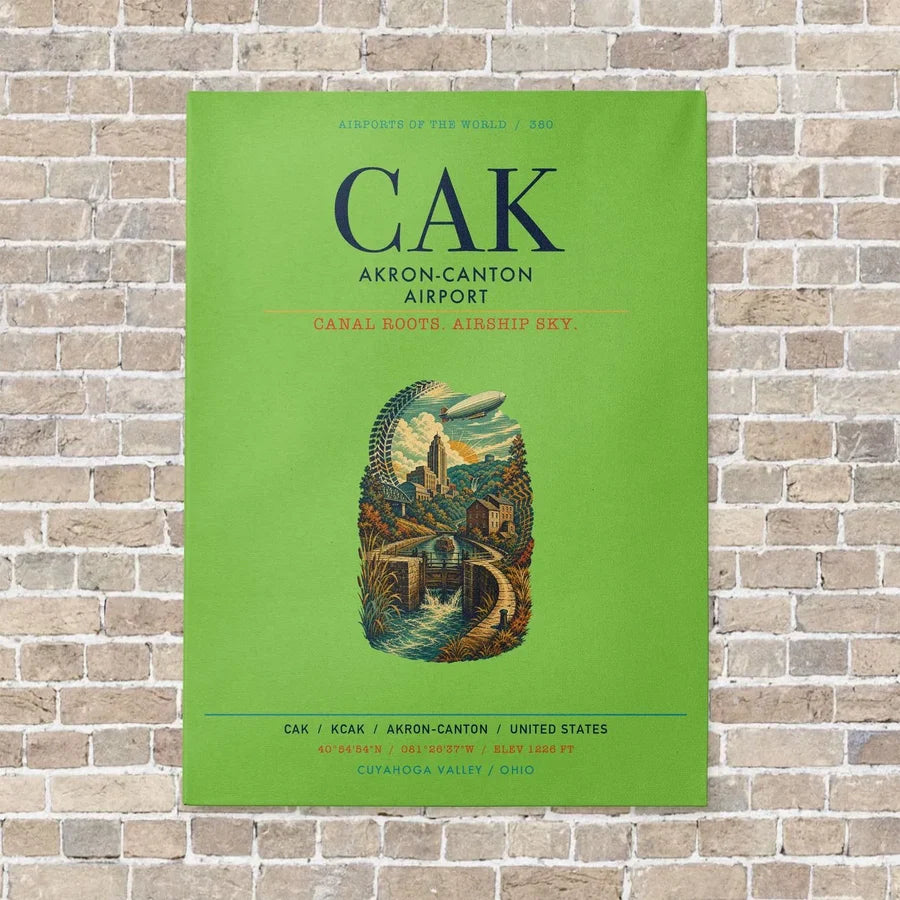 Akron-Canton Airport CAK vertical canvas print - no frame - light green background
