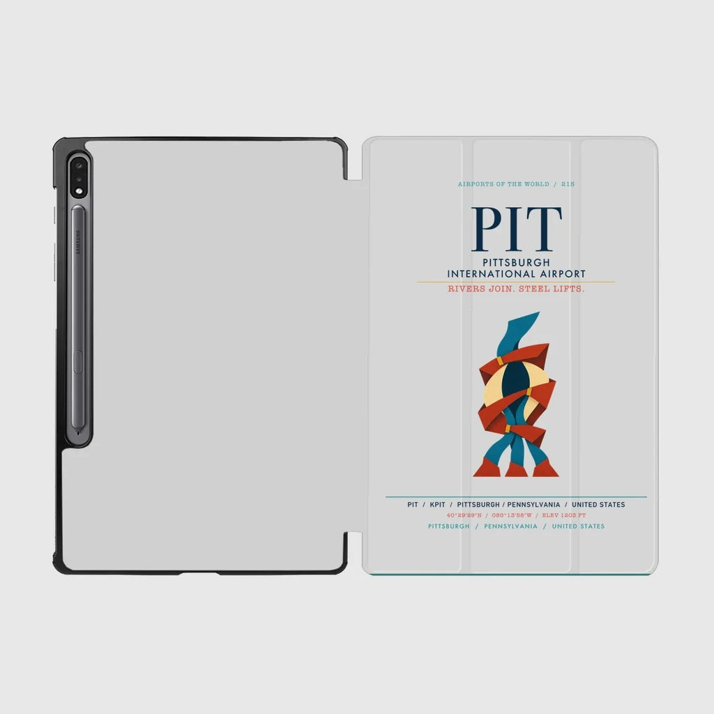 Pittsburgh International Airport (PIT) design on light gray samsung tablet tablet case