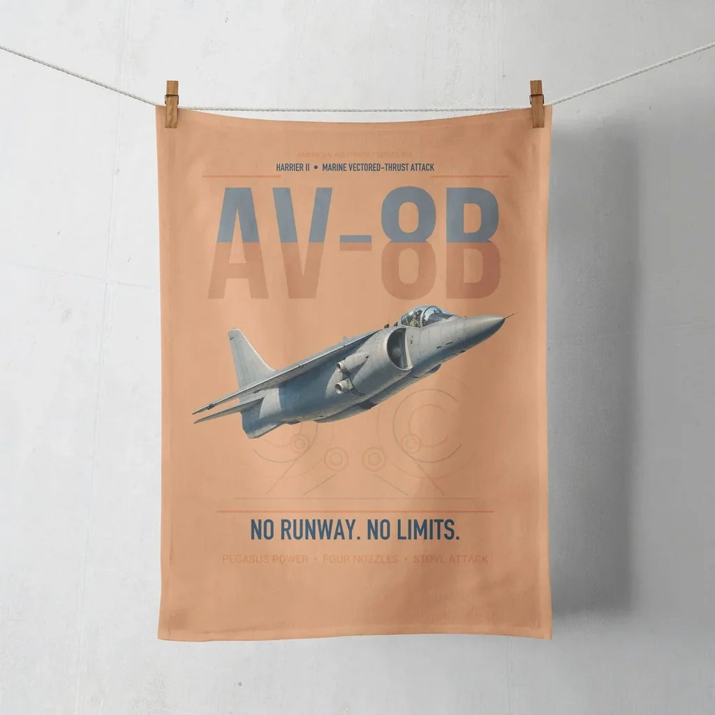 AV-8B Harrier II design on orange towel