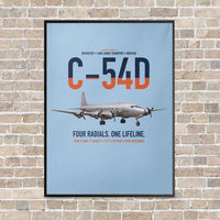 Thumbnail for C-54D Skymaster vertical canvas print - framed - light blue background