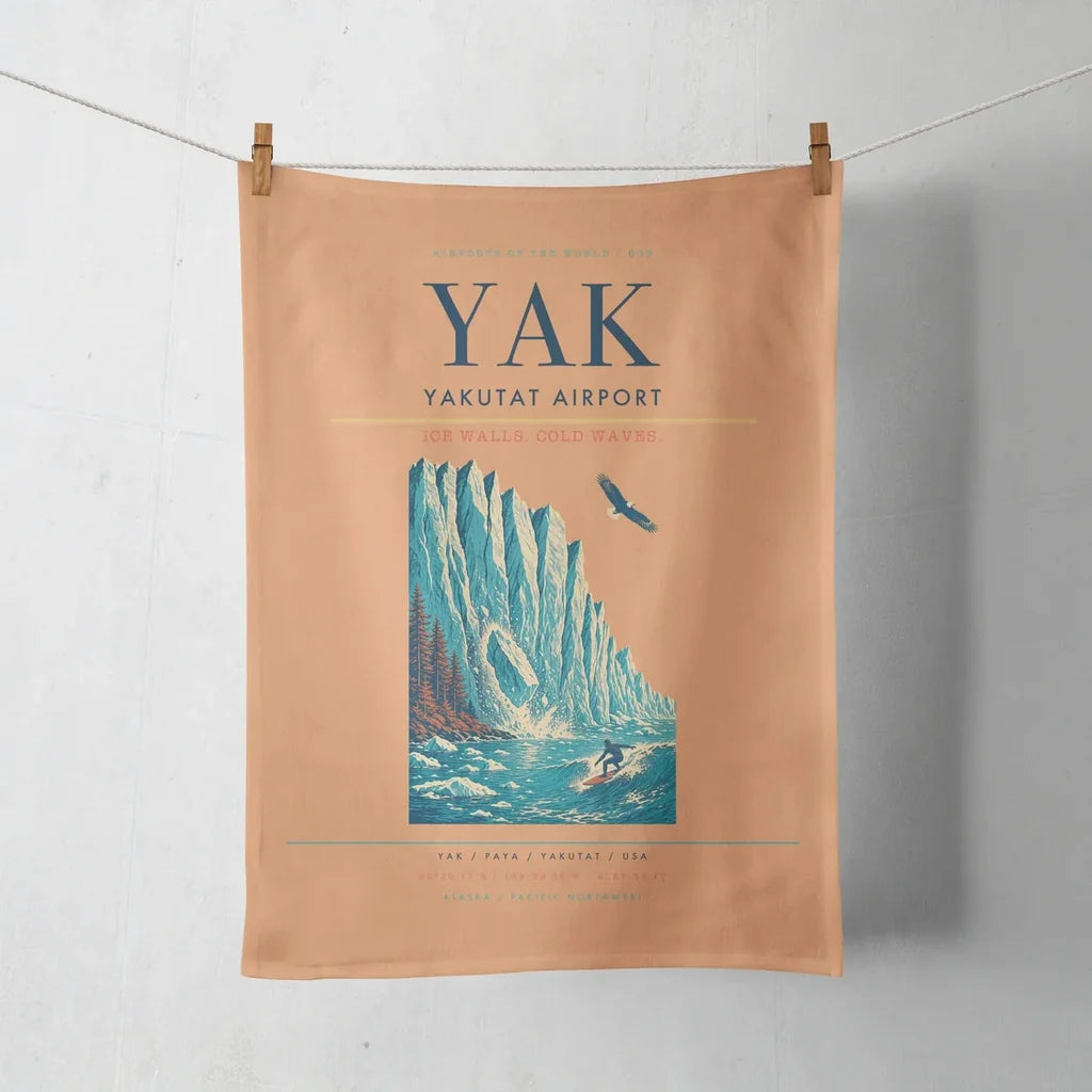 Yakutat Airport (YAK) design on orange towel