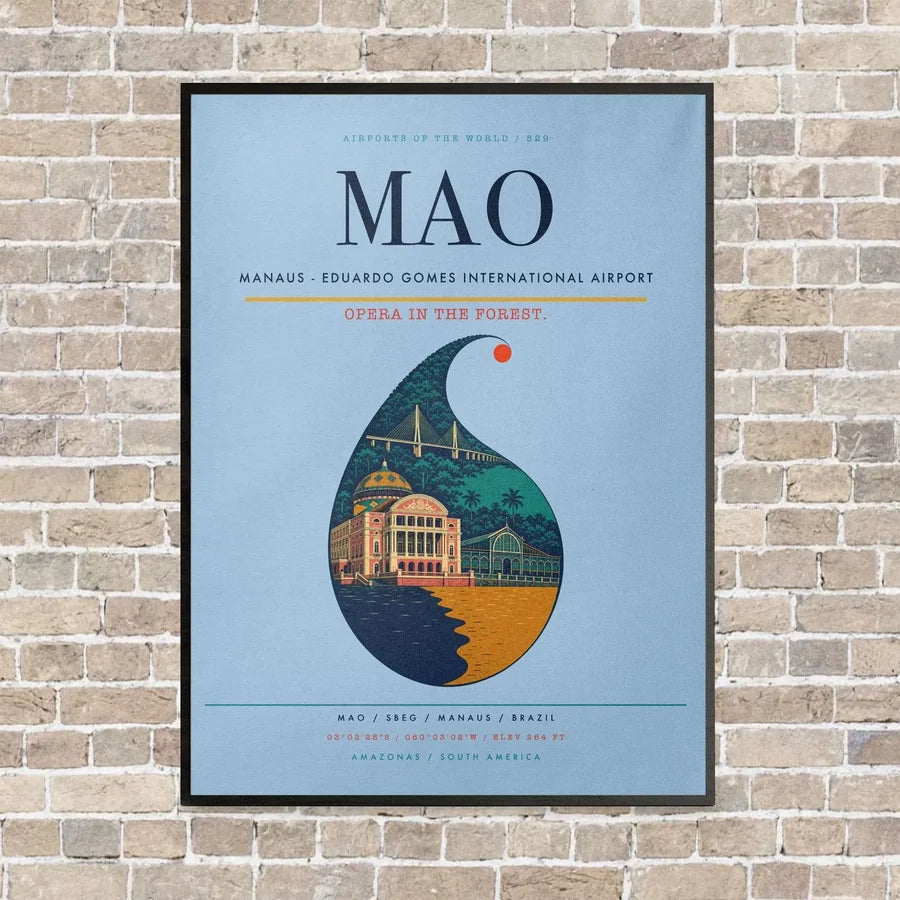 Manaus - Eduardo Gomes International Airport MAO - Canvas Framed - Light Blue