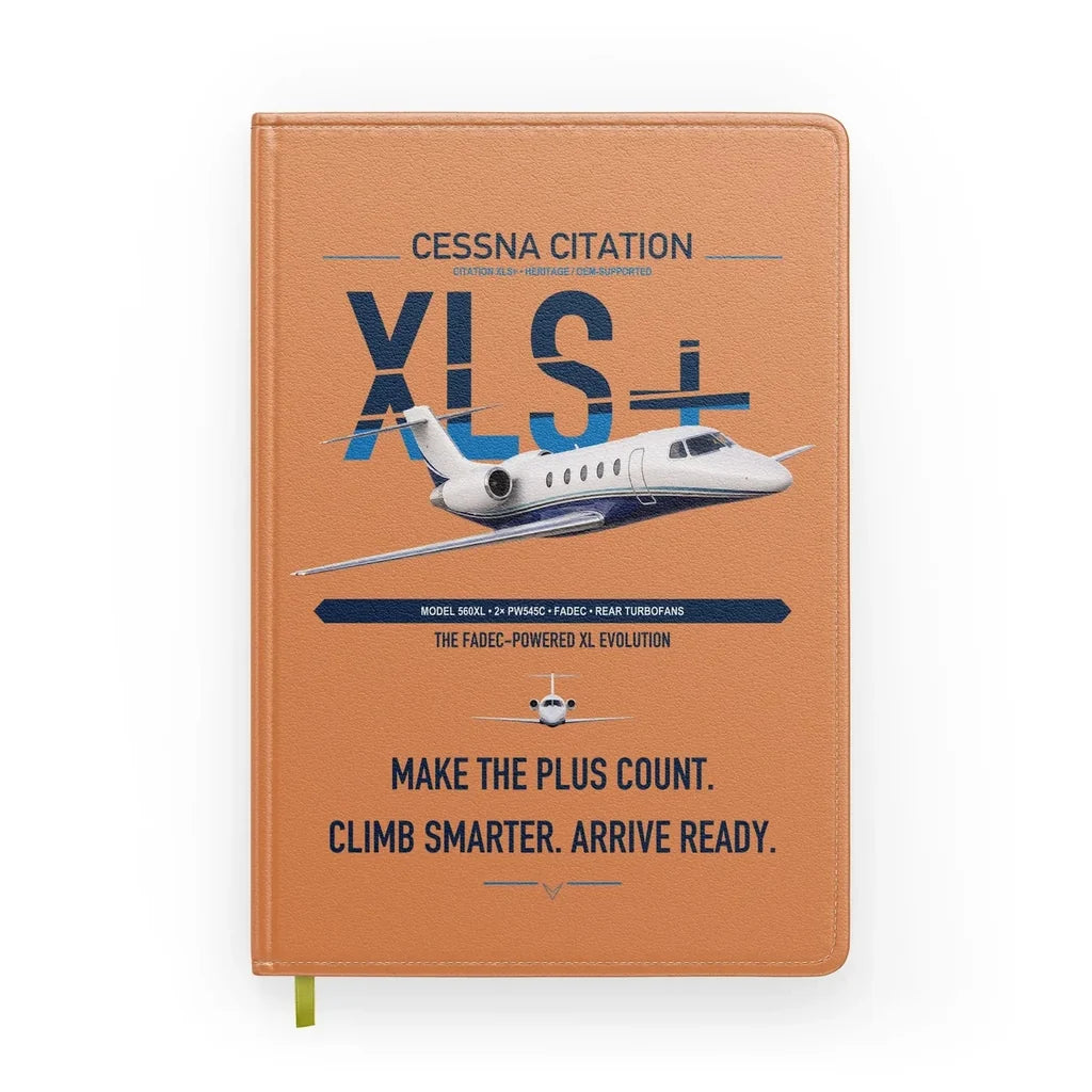 Cessna Citation XLSPlus design on orange notebook