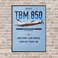 Thumbnail for Socata TBM 850 vertical canvas print - framed - light blue background