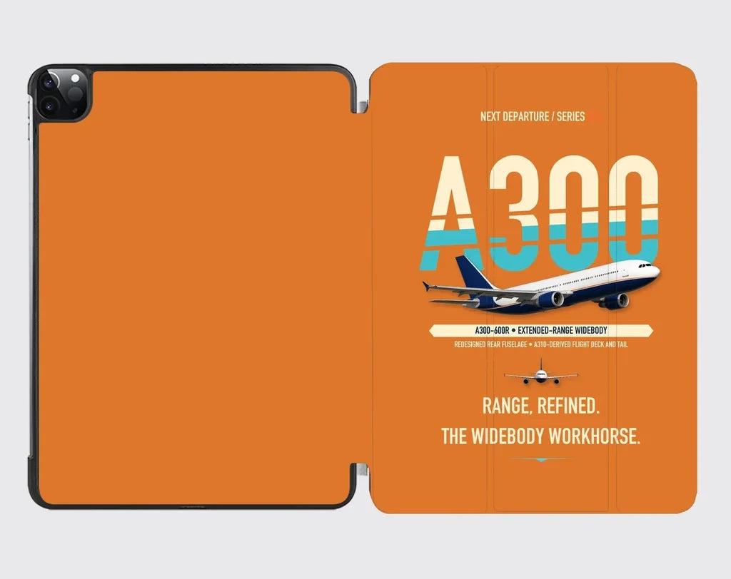 Airbus A300-600R design on orange ipad tablet case