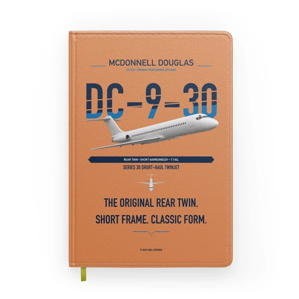 McDonnell Douglas DC-9-30 design on orange notebook