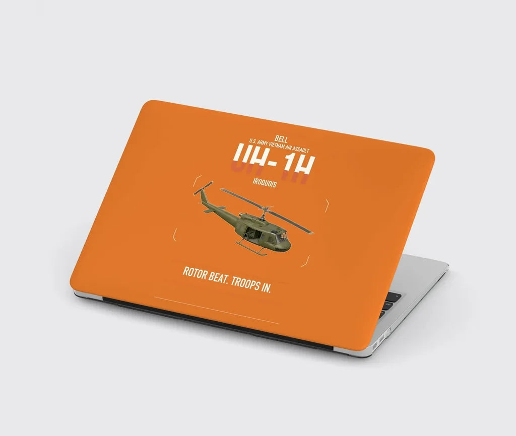 Bell UH-1H Iroquois design on orange MacBook case
