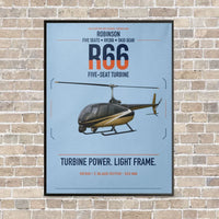 Thumbnail for Robinson R66 vertical canvas print - framed - light blue background