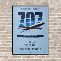 Thumbnail for Boeing 707-320C vertical canvas print - framed - light blue background