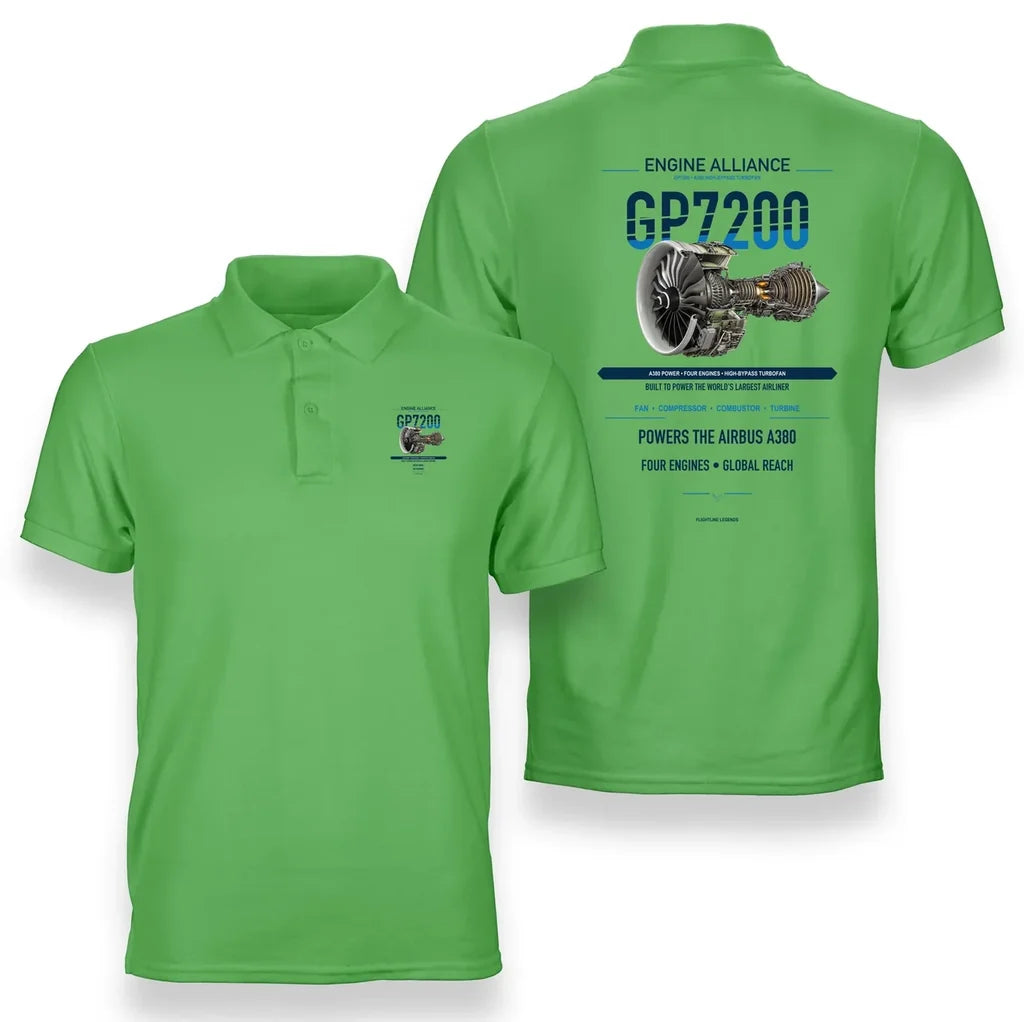 GP7200 design on light green polo