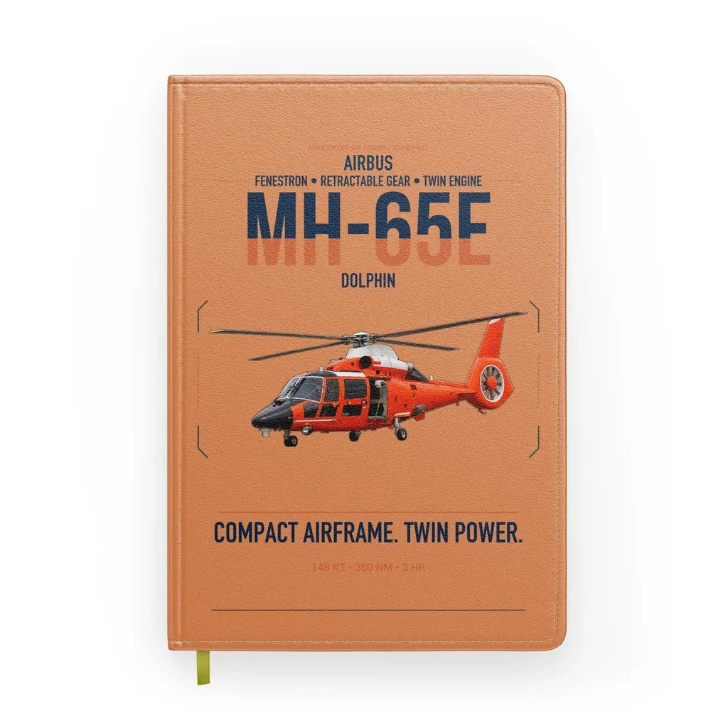 Airbus MH-65E Dolphin design on orange notebook
