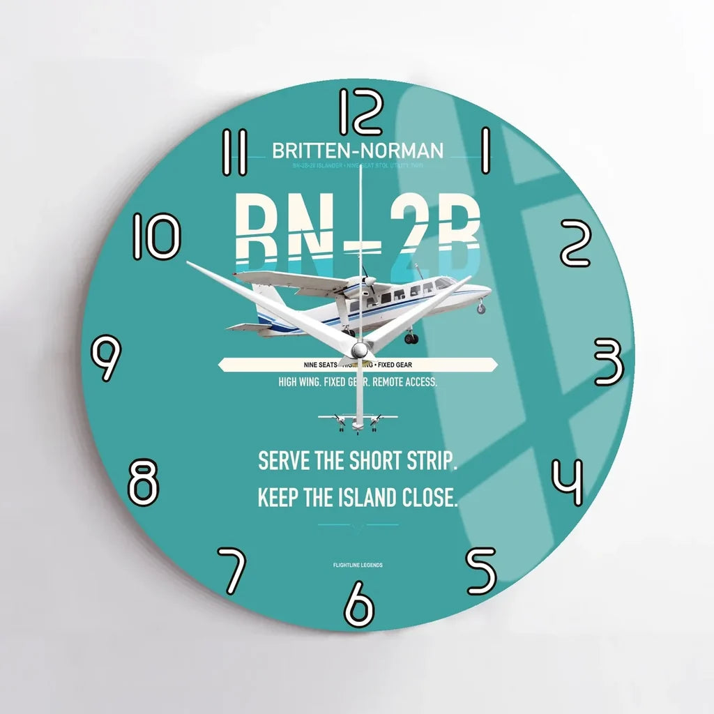 Britten-Norman BN-2B-26 Islander design on turquoise no frame wall clock
