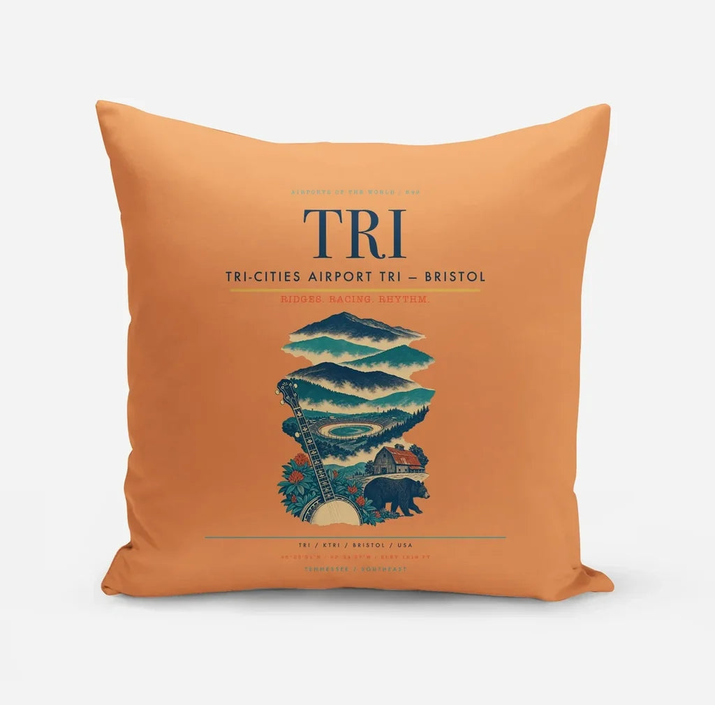 Tri-Cities Airport (TRI) design on orange pillow