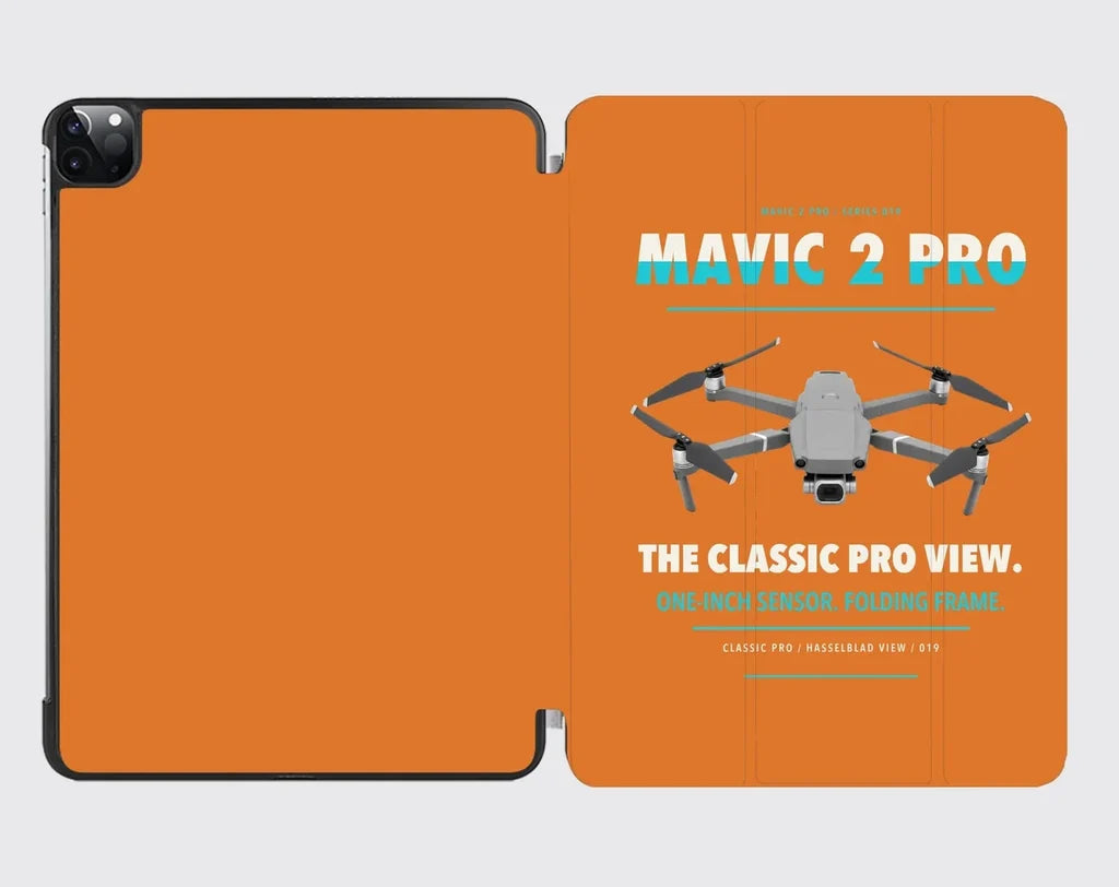 DJI Mavic 2 Pro design on orange ipad tablet case